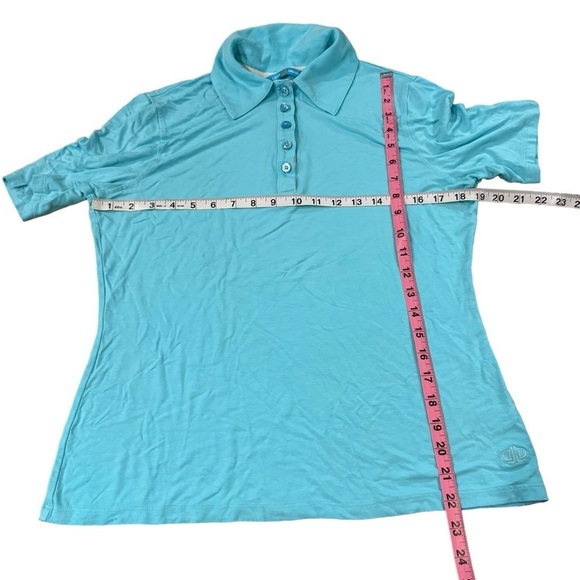EUC Turquoise Lizzie Driver Golf Polo Lilly Vibes soft and Comfy LARGE Fitted - Picture 3 of 7